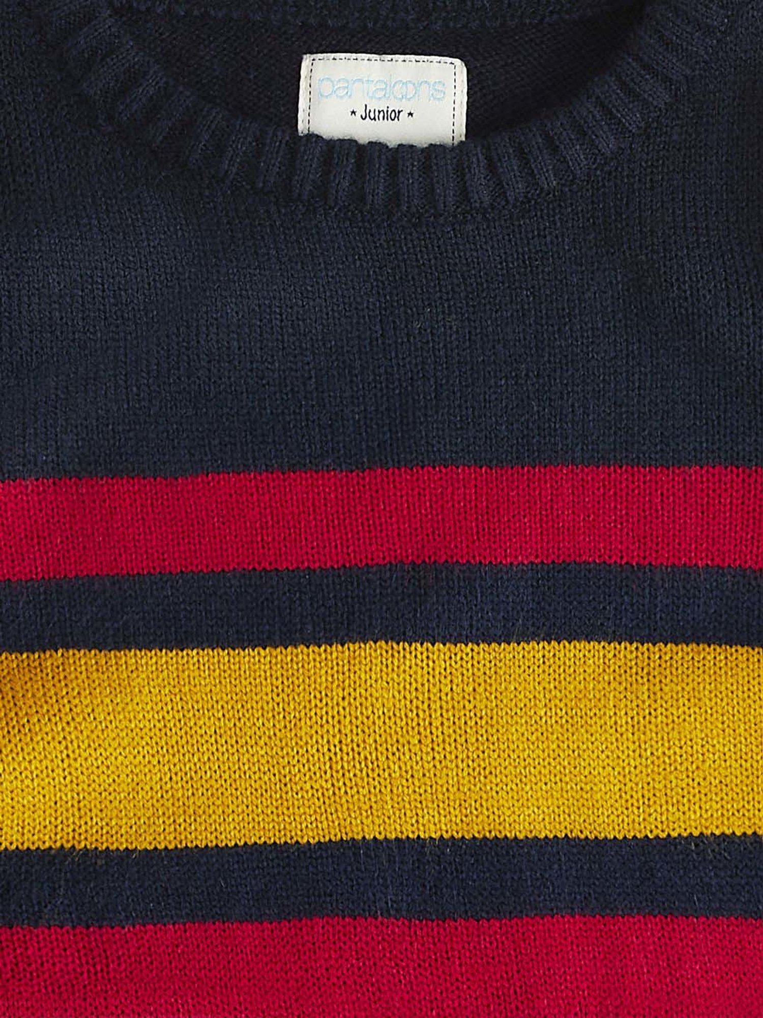 Pantaloons Junior Navy & Yellow Striped Full Sleeves Sweater