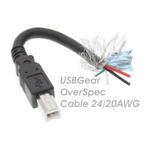 USBGear Extreme Power 16ft. Black USB Device Cable USB 2.0 A to B Cable 24/20 AWG