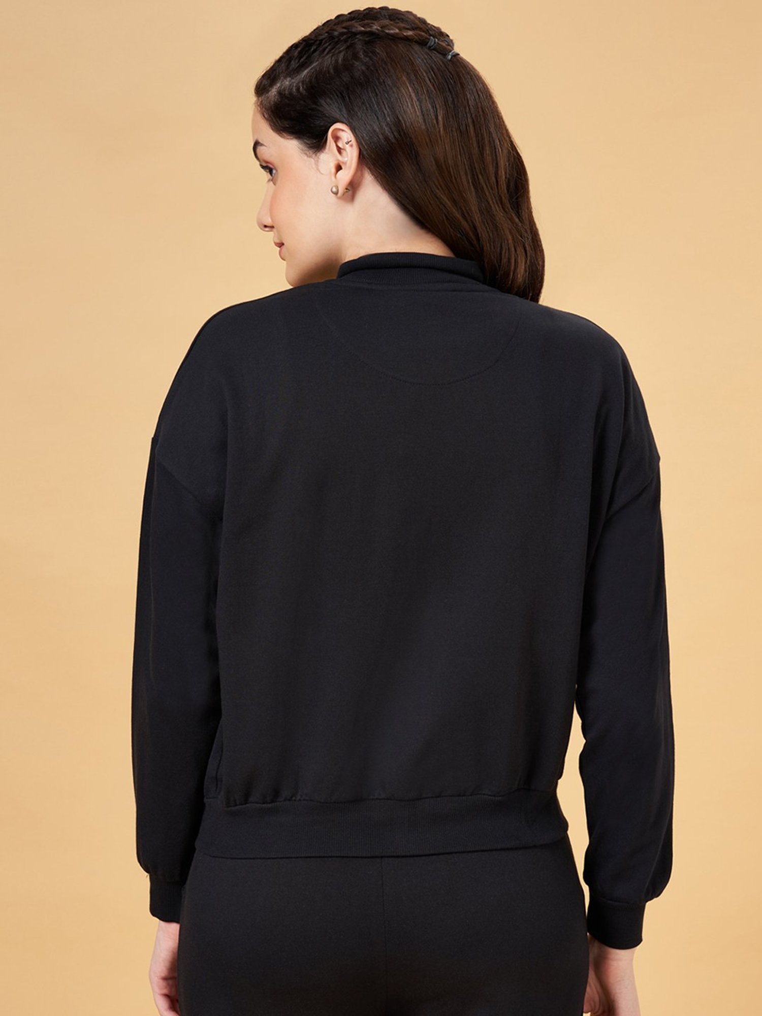 Ajile by Pantaloons Black Cotton Printed Sports Jacket