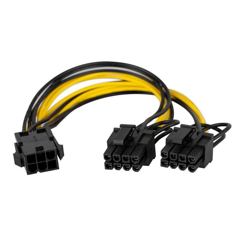 PCI-e 6 Pin to Dual 8 Pin Power Adapter Cable for Video Display Card