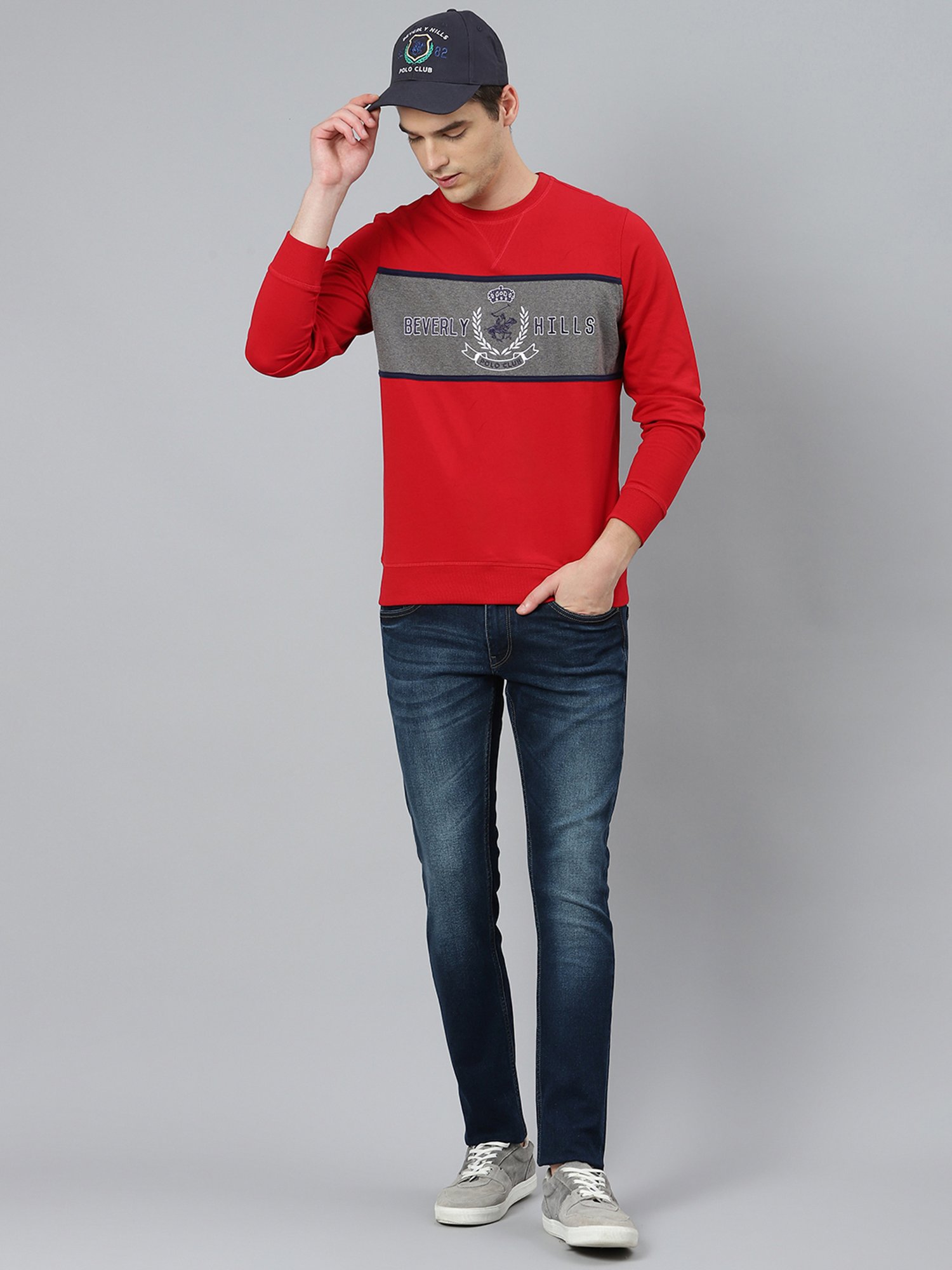 Beverly Hills Polo Club Red Embroidered Sweater
