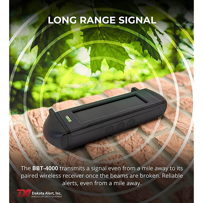 BBA-4000 Solar Powered Break Beam Alarm Kit - BBT-4000 Infrared Wireless Transmitter and DCR-4000 Driveway Alarm Receiver, Up to 1 Mile Operating Range