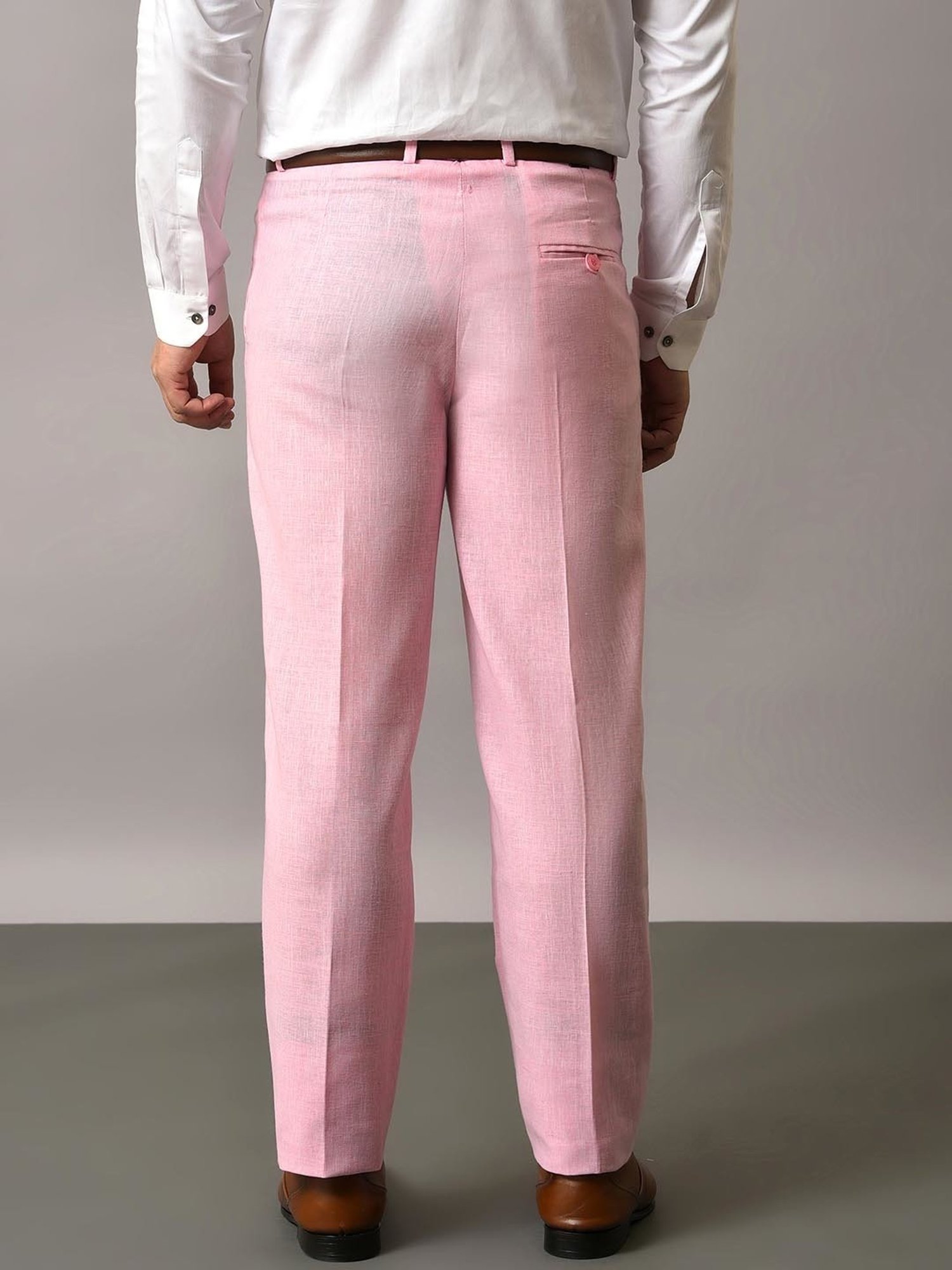 Hangup Pink Regular Fit Flat Front Trousers