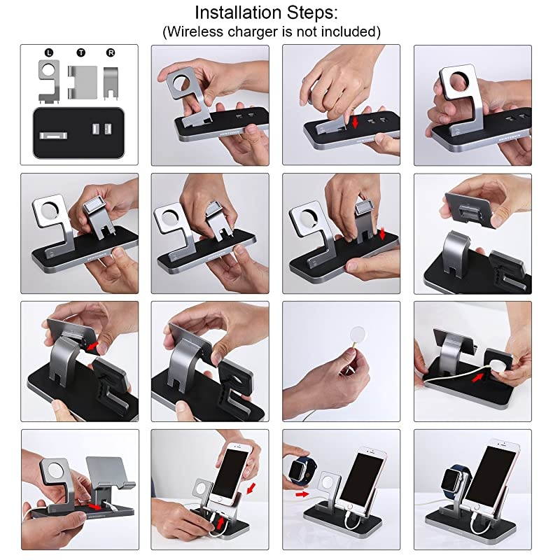 Cell Phone Stand Compatible with Apple Watch Universal Desktop Stand Holder for iWatch Series 54321 iPhone 11 Pro Max XS XR X 8 7 6S 6 Plus Space Gray