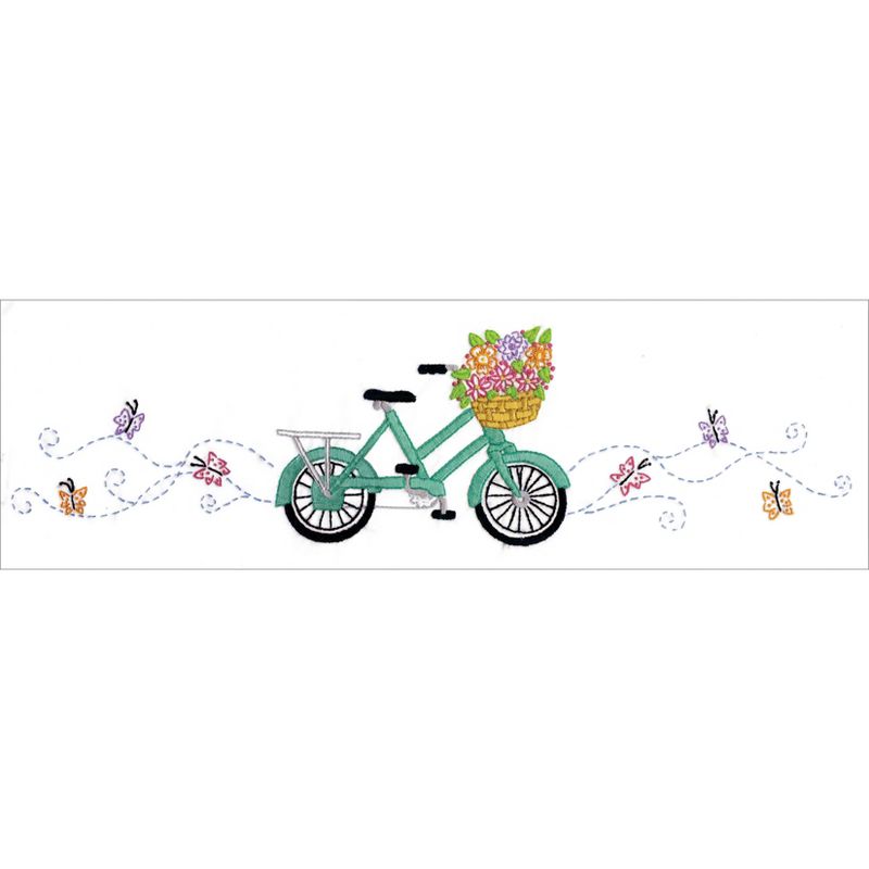 Tobin Stamped For Embroidery Pillowcase Pair 20"X30"-Bicycle