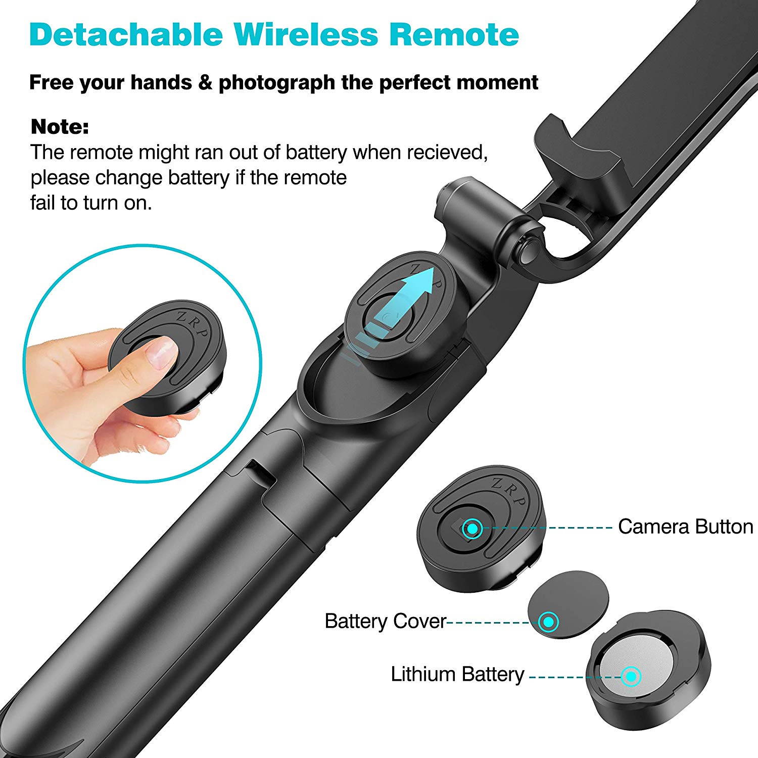 Extendable Selfie Stick Tripod with Detachable Wireless Remote and Tripod Stand Selfie Stick for iPhone X/iPhone 8/8 Plus/iPhone 7/7 Plus, Galaxy S9/S9 Plus/S8/S8 Plus/Note8,Huawei,More