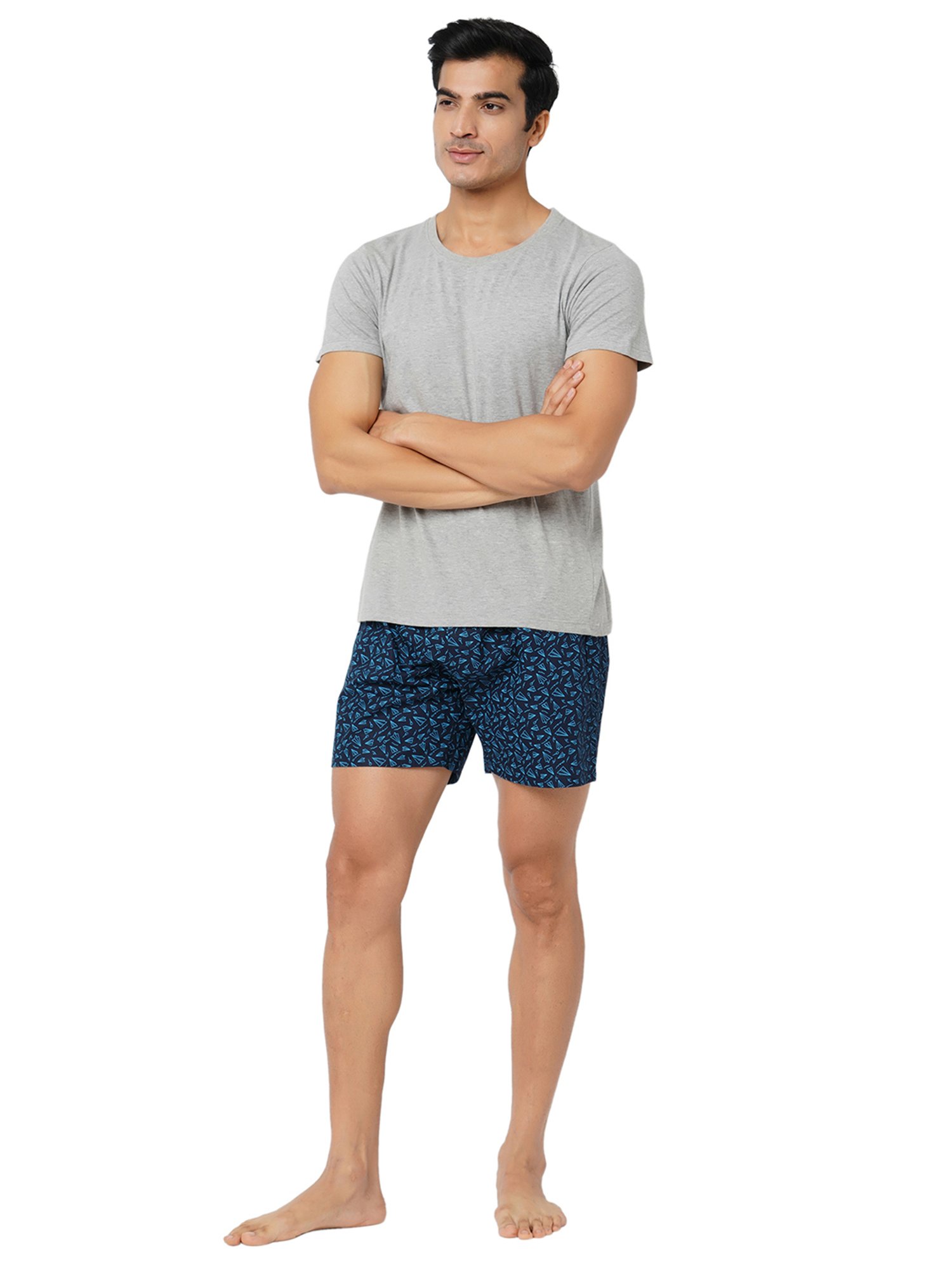 Fitz Navy Printed Cotton Boxers