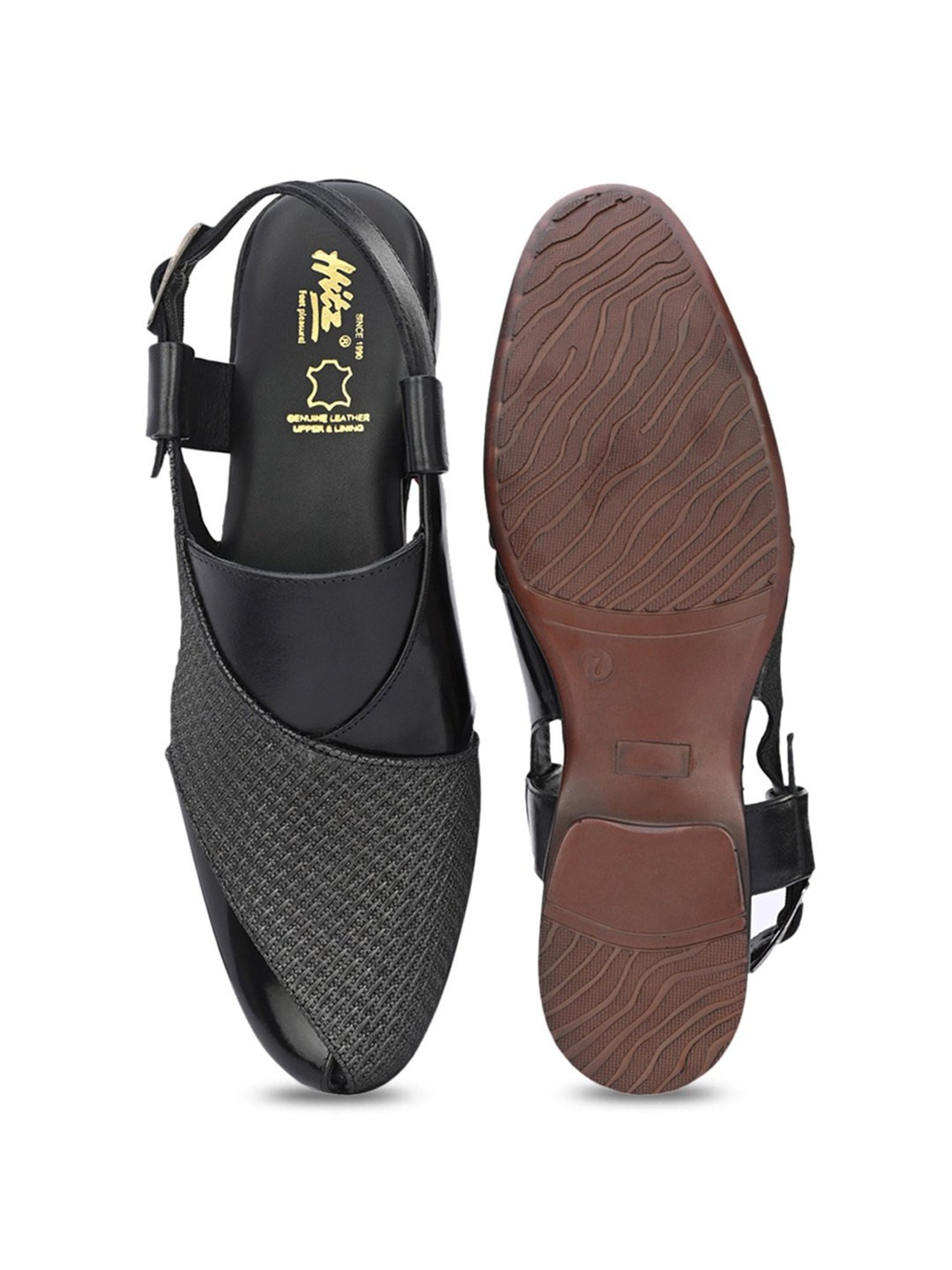 Hitz Men's Black Back Strap Sandals