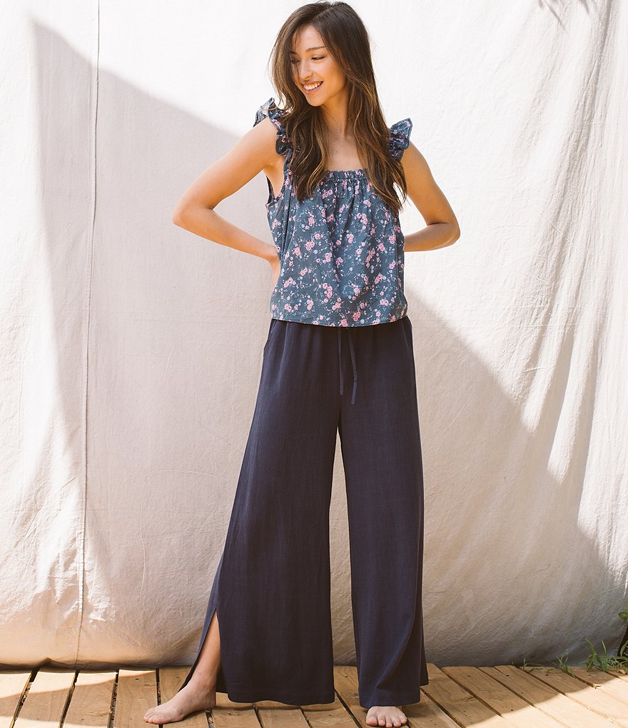 Shabby Chic Selena Wide Leg Linen Drawstring Pants
