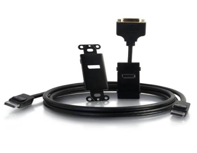 C2G 29453 DisplayPort to DVI Active Adapter Wall Plate - Black