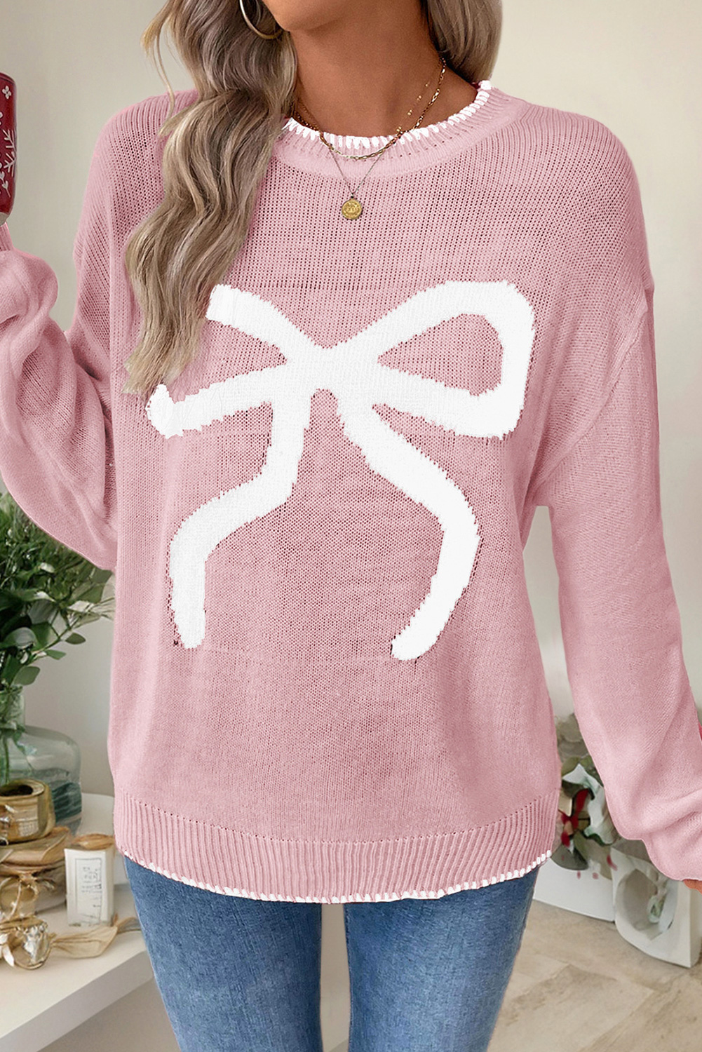 Pink Merry & Bright Pop Up Letter Waffle Knit Sweater