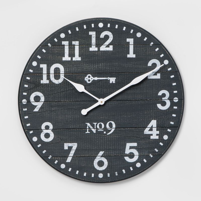 20" Metal Cut Out Roman Numeral Wall Clock Black - Patton Wall Decor