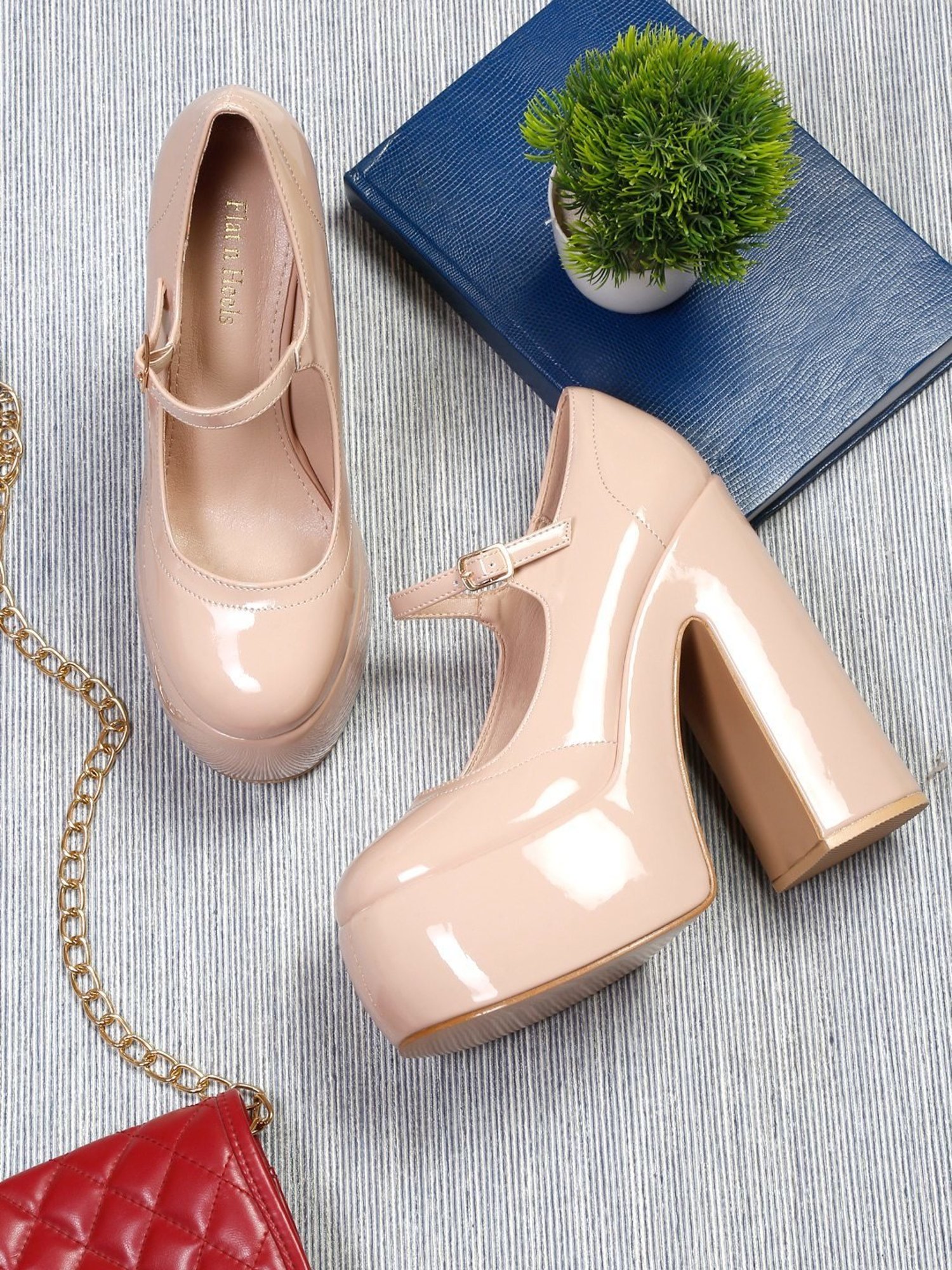 Flat N Heels Women's Beige Mary Jane Shoes