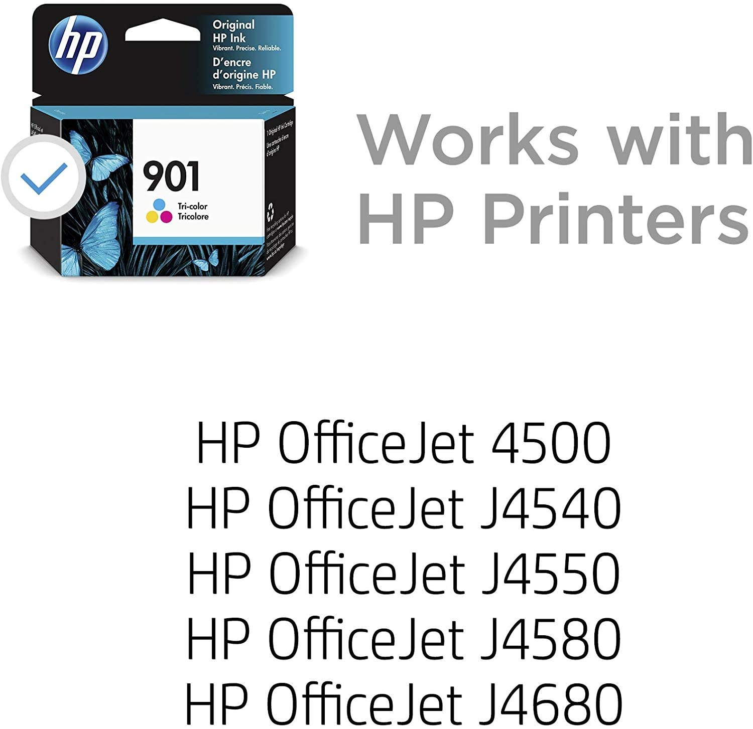 HP 901 | Ink Cartridge | Tri-color | Works with HP OfficeJet 4500 J4500 series J4680 | CC656AN