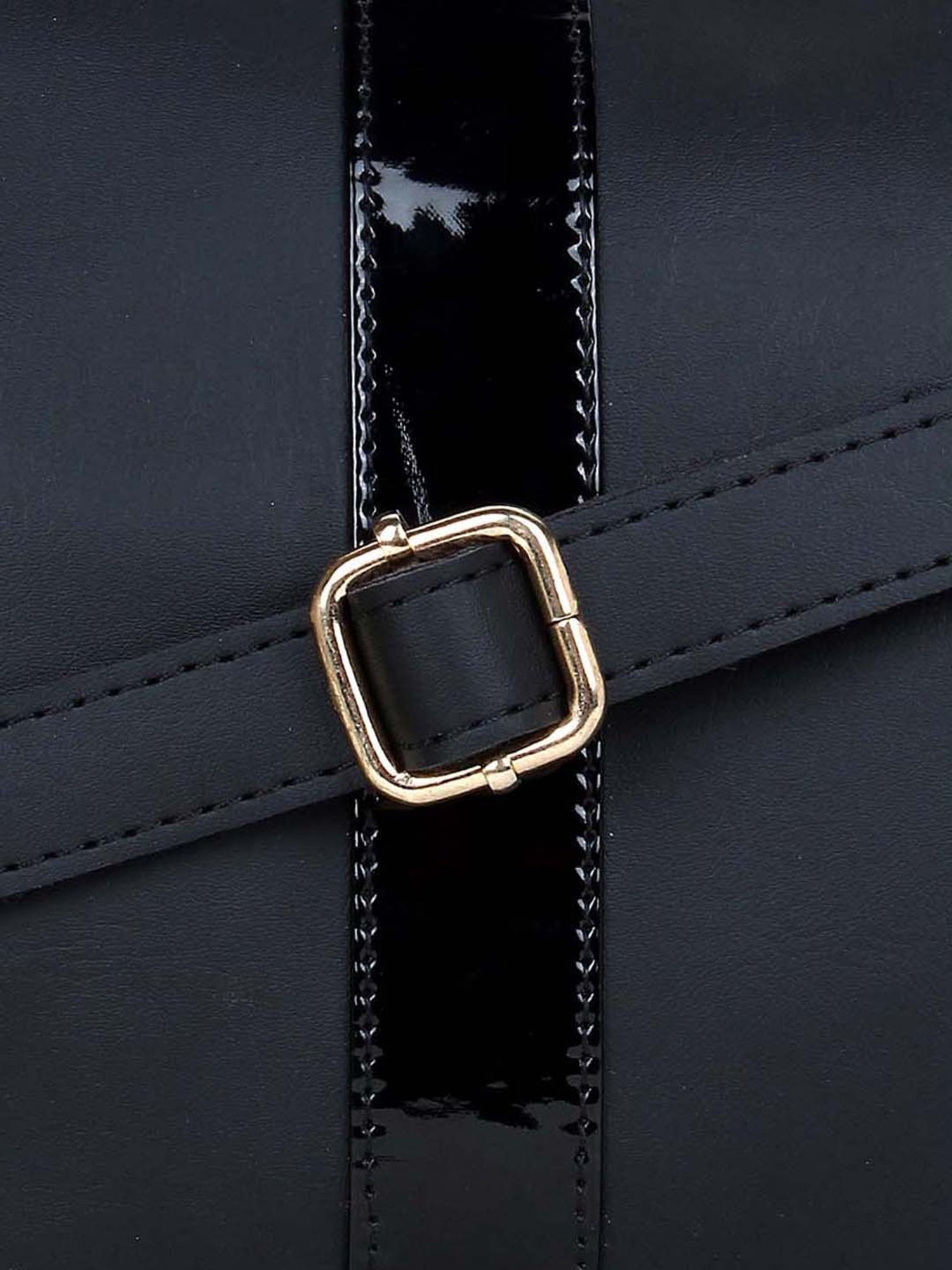 Yelloe Black & Navy Solid Small Sling Handbag