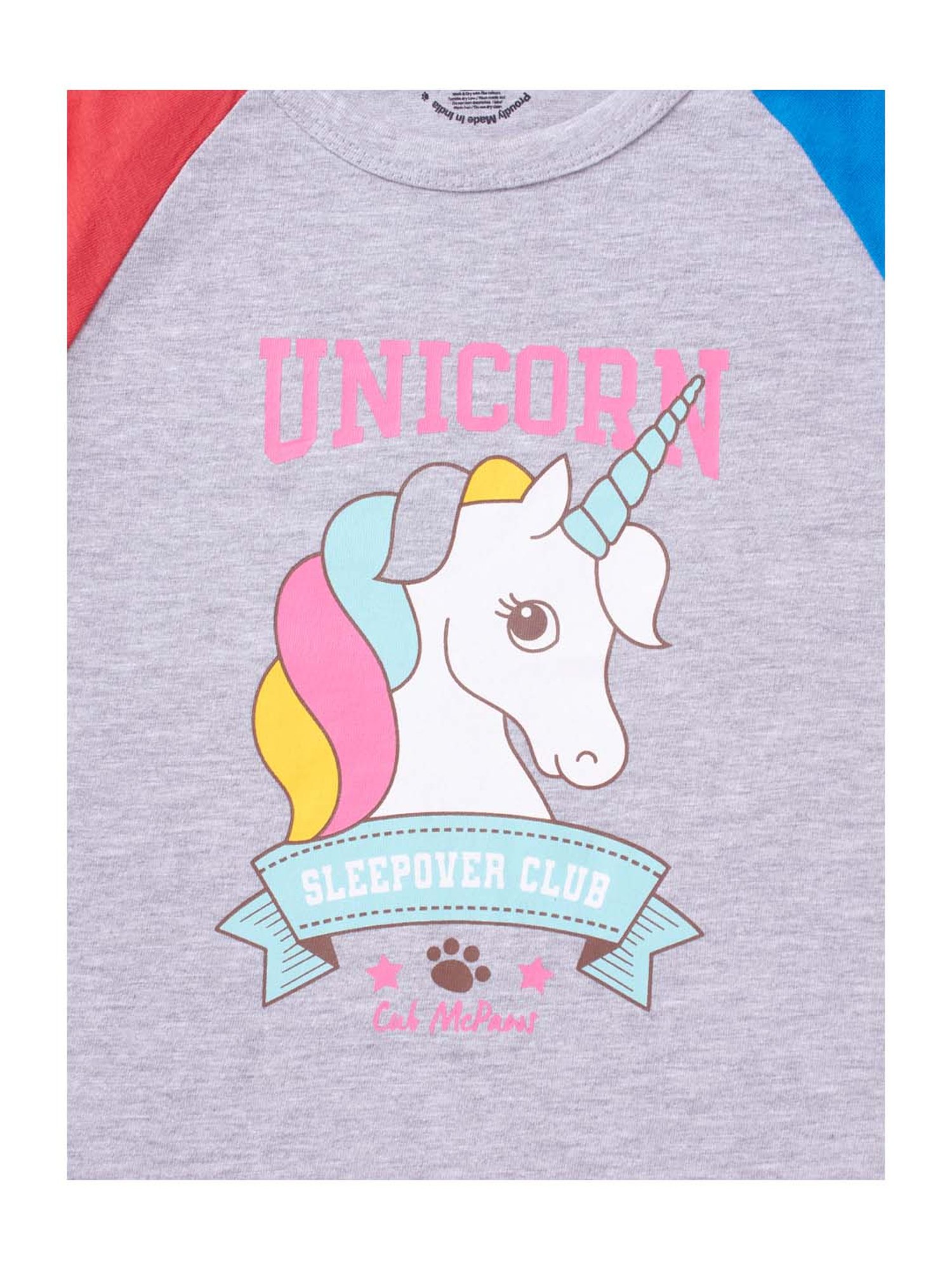 Cub McPaws Girls Grey Cotton Printed T-Shirt & Pyjamas