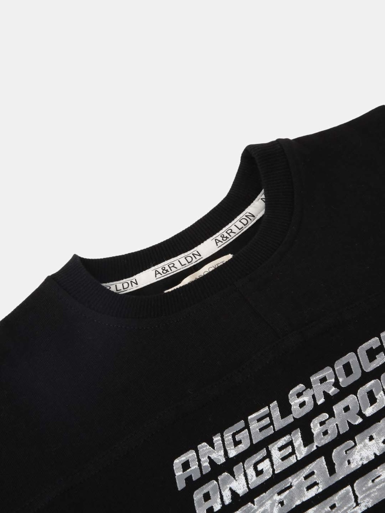 Angel & Rocket Kids Black Cotton Printed T-Shirt