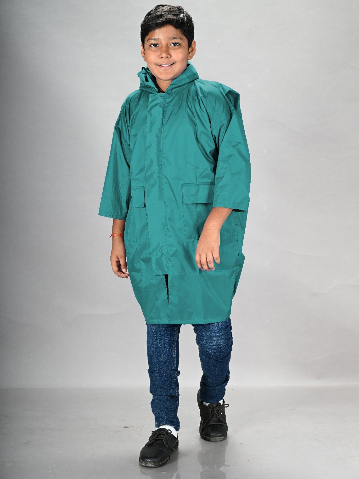 Lux Venus Boys Green Solid Full Sleeves Raincoat