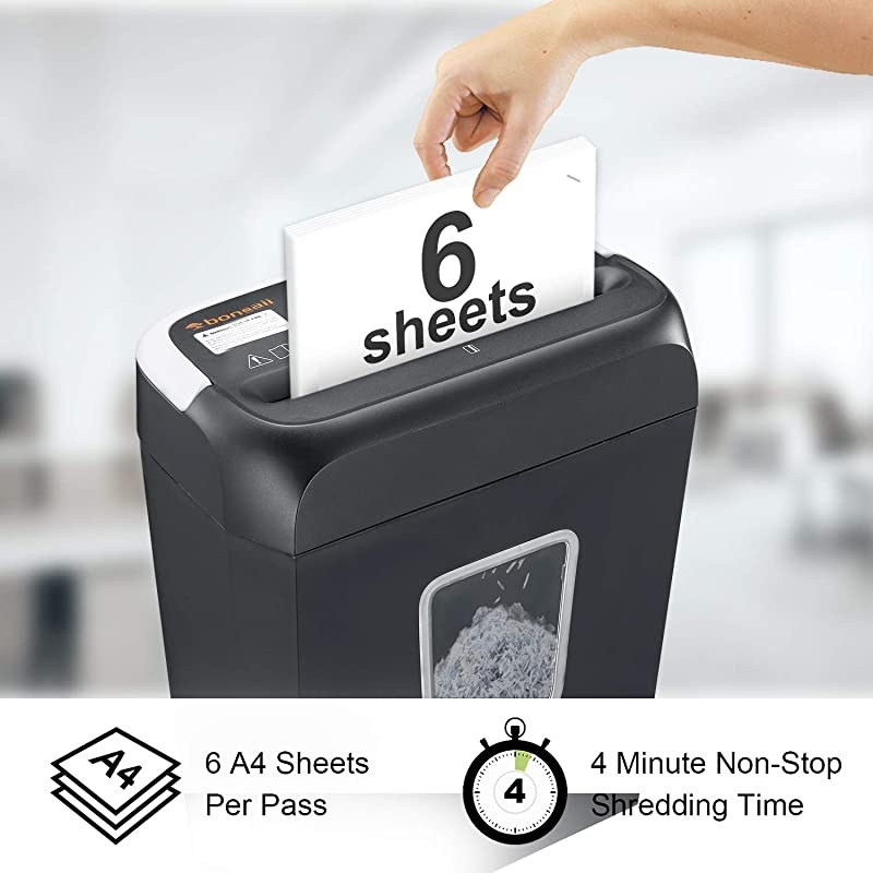 Shredder for Home,  6 Sheet Cross Cut Paper Shredder and Credit Card Small Home Office Use Shredder, Portable Handle Design with 3.4 Gallons Wastebasket (C237-B)