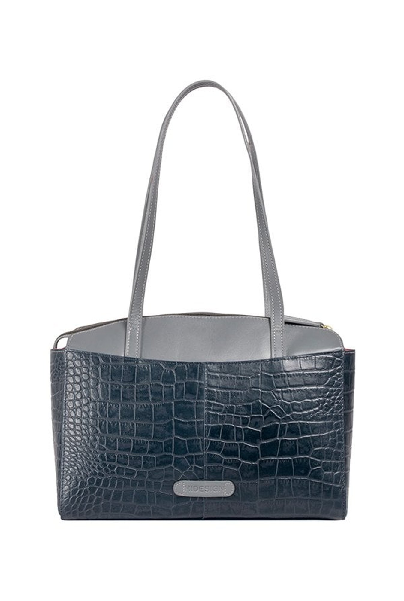 Hidesign Kasai 03 Blue & Grey Textured Shoulder Bag