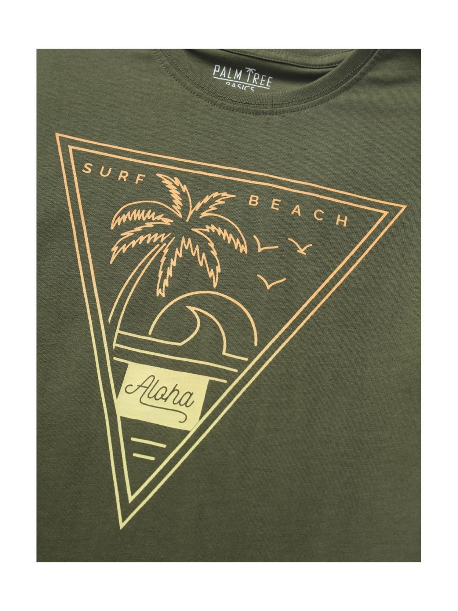 Palm Tree Kids Olive Printed T-Shirt