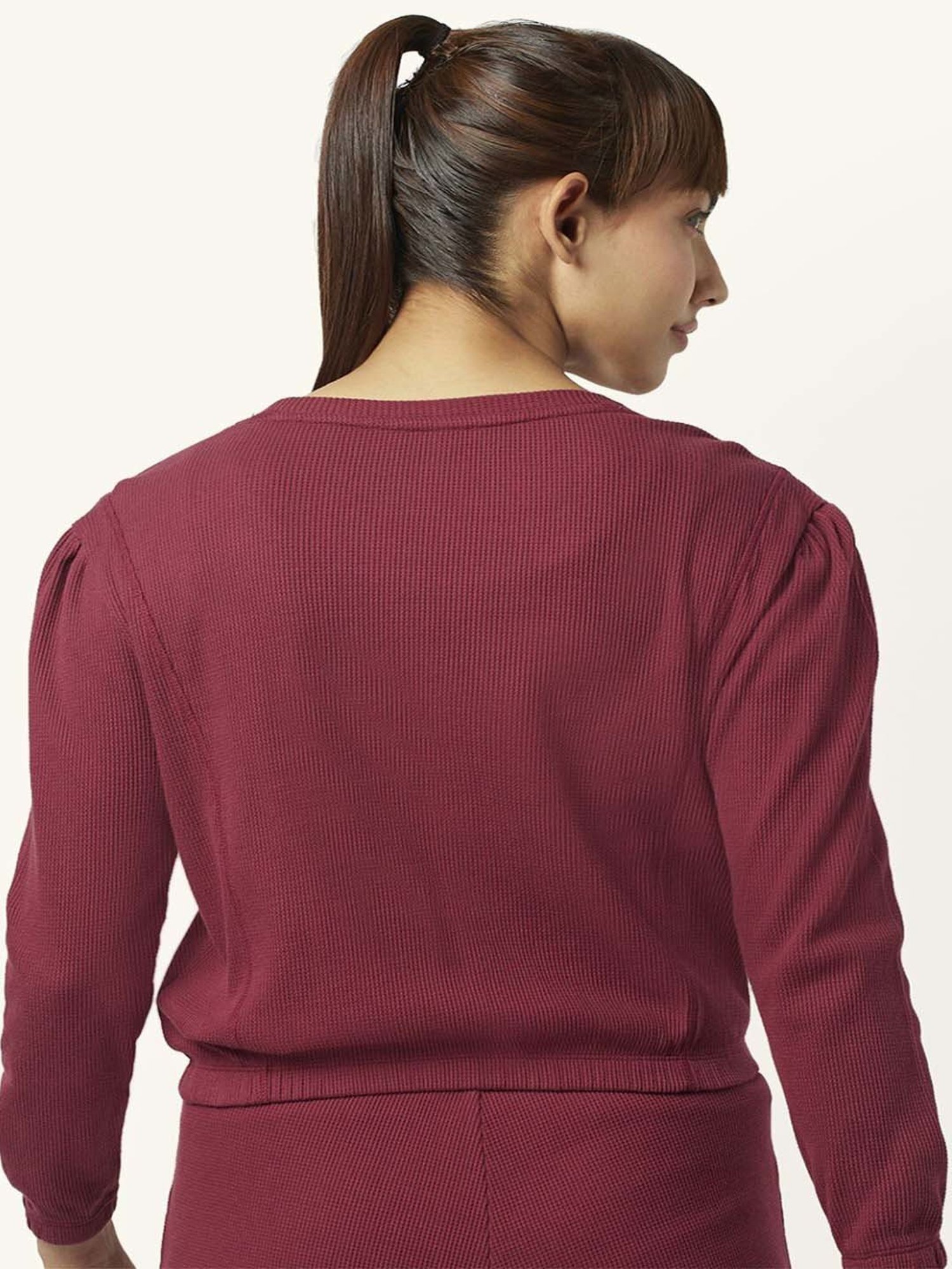 Ajile by Pantaloons Maroon Cotton Printed Sports Top