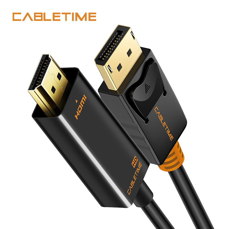 CABLETIME DisplayPort To HDMI Cable 1080P HD 4K 30/60hz Converter DP 1.2 for HDTV