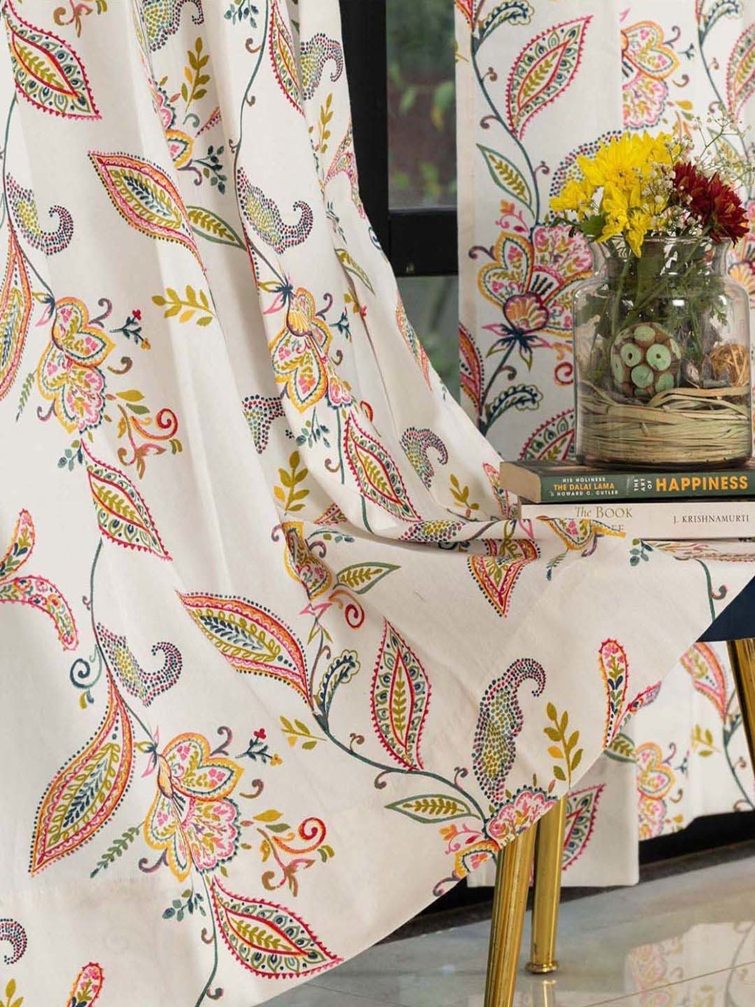 Swayam Brown Paisley J&B Blackout Eyelet Door Curtain - Single Piece (7 Ft)