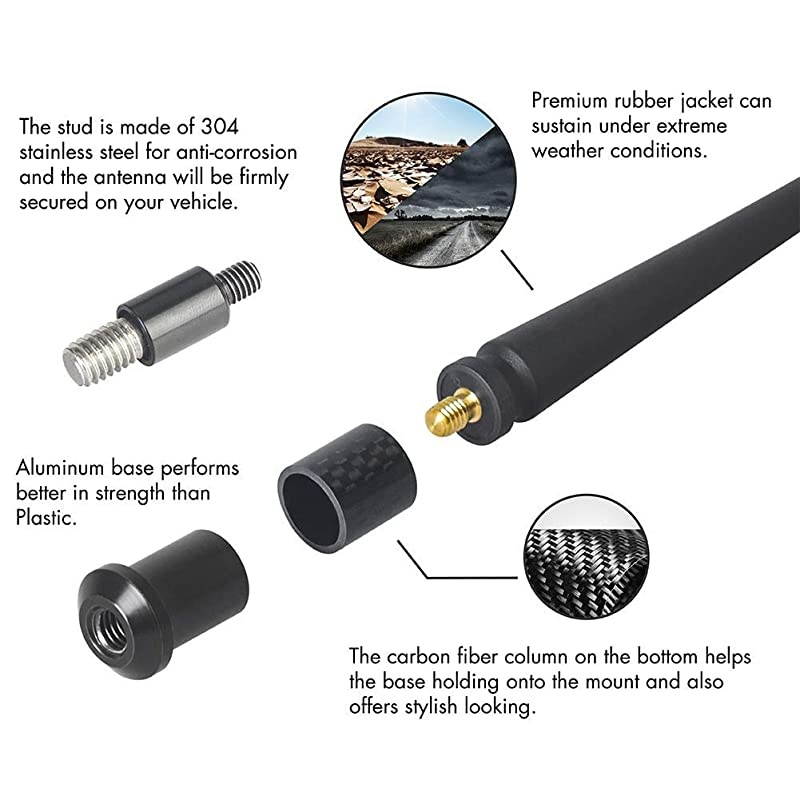 Antenna Compatible with 20072020 Jeep Wrangler JK JKU JL JLU Rubicon Sahara Gladiator 9 inches Flexible Rubber Antenna Designed for Optimized FMAM Reception