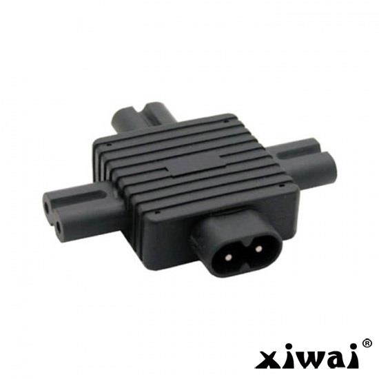 Xiwai IEC 320 Figure 8 C8 Male to 3X Female C7 Splitter Power Adapter for Power Supply 1 in 3 out
