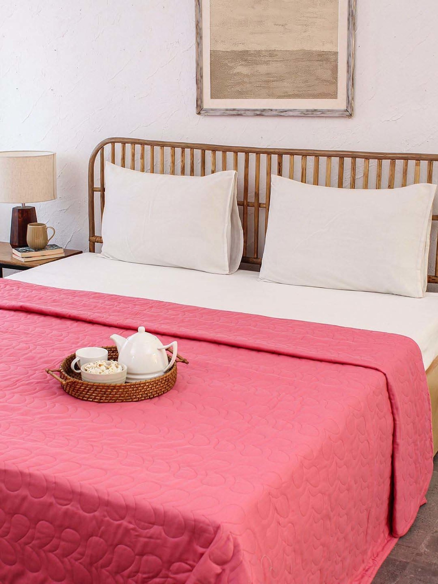 House This Kaliveli Dark Pink 150 TC Cotton Double Bedcover