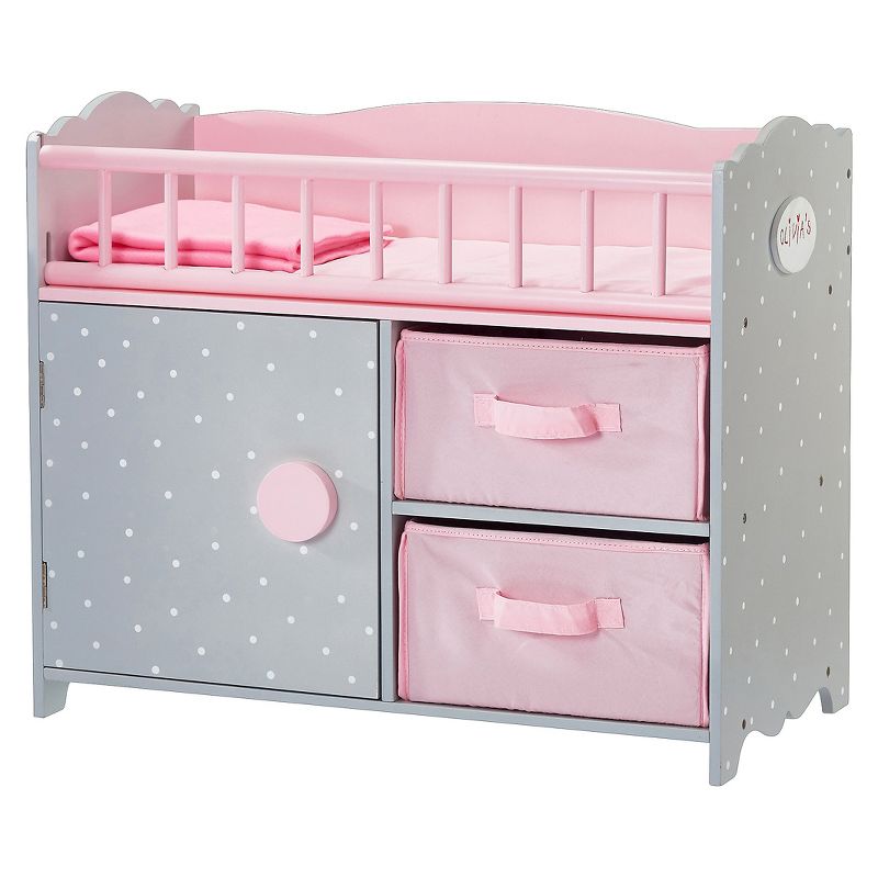 Olivia's Little World - Polka Dots Princess Baby Doll Crib with Cabinet and Cubby