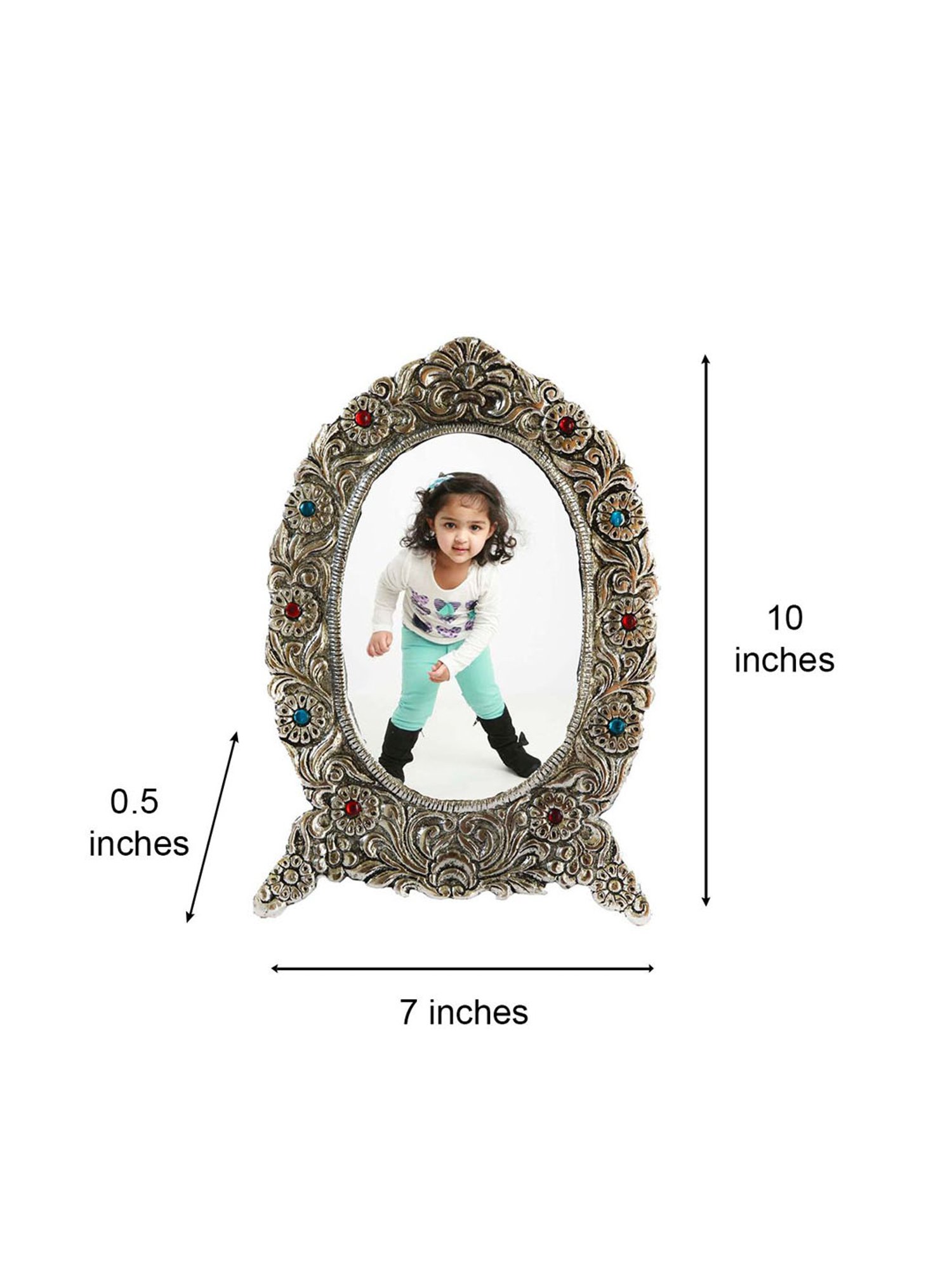 eCraftIndia Antique Finish White Metal Splendid Photo Frame