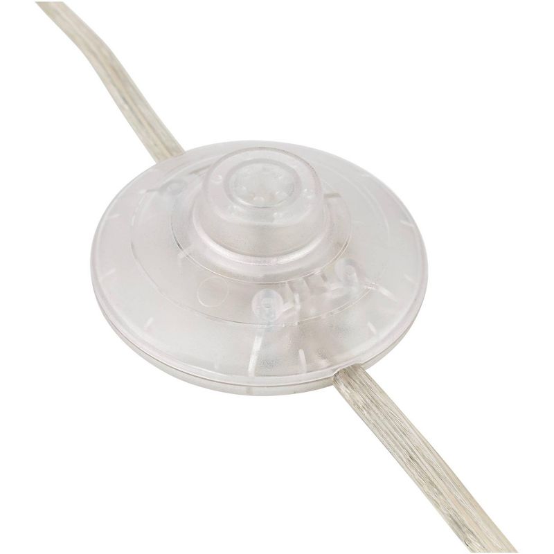 360 Lighting Modern Arc Floor Lamp Brushed Steel Off White Linen Drum Shade for Living Room Reading Bedroom Office