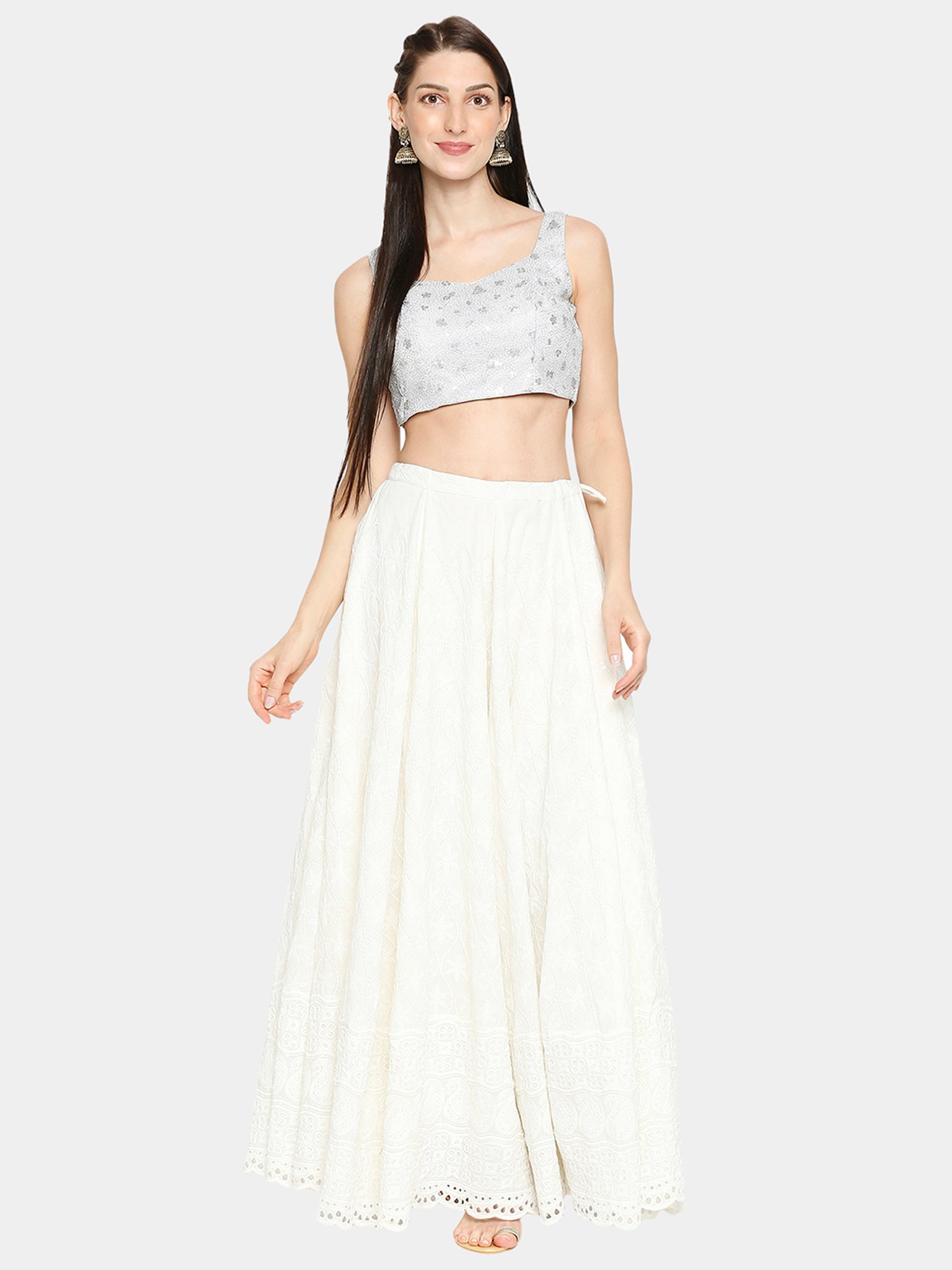 Salwar Studio Silver Embellished Blouse