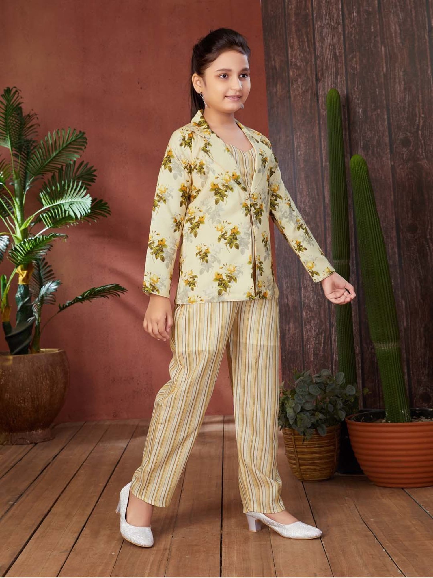 Peppermint Kids Purple & White Floral Print Top with Culottes