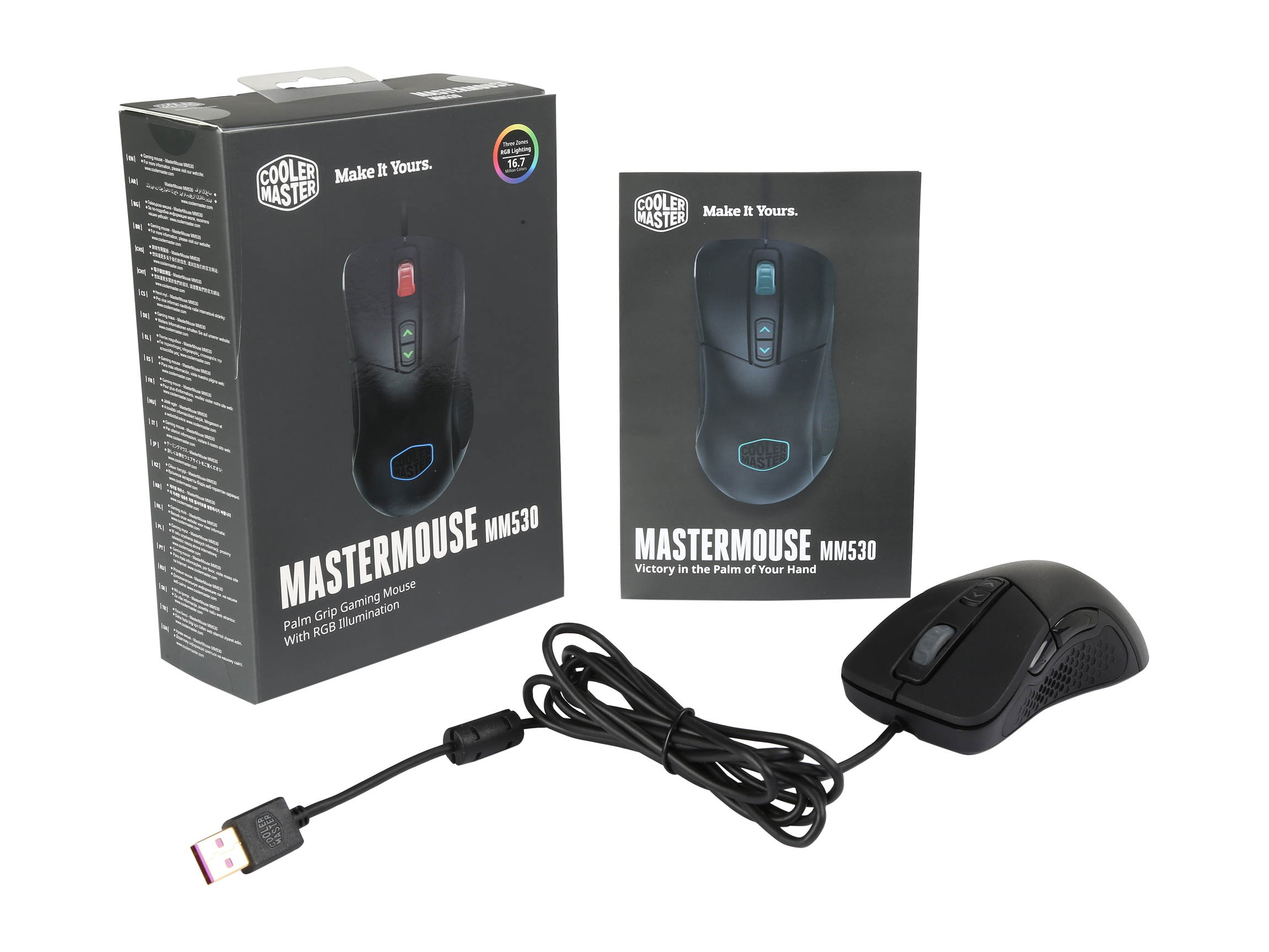 Cooler Master MasterMouse MM530 Ergonomic Gaming Mouse with Precision 12000 DPI Sensor and Durable PBT Buttons w/ Omron Switches