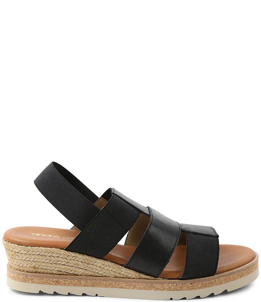 Andre Assous Prish Leather Platform Wedge Slingback Espadrille Sandals
