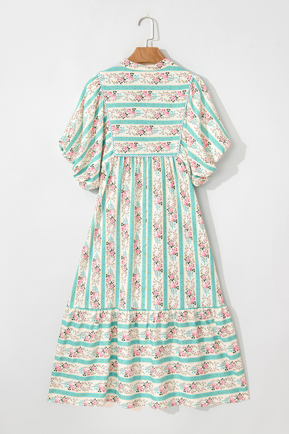 Multicolour Floral Print Split Neck Midi Dress