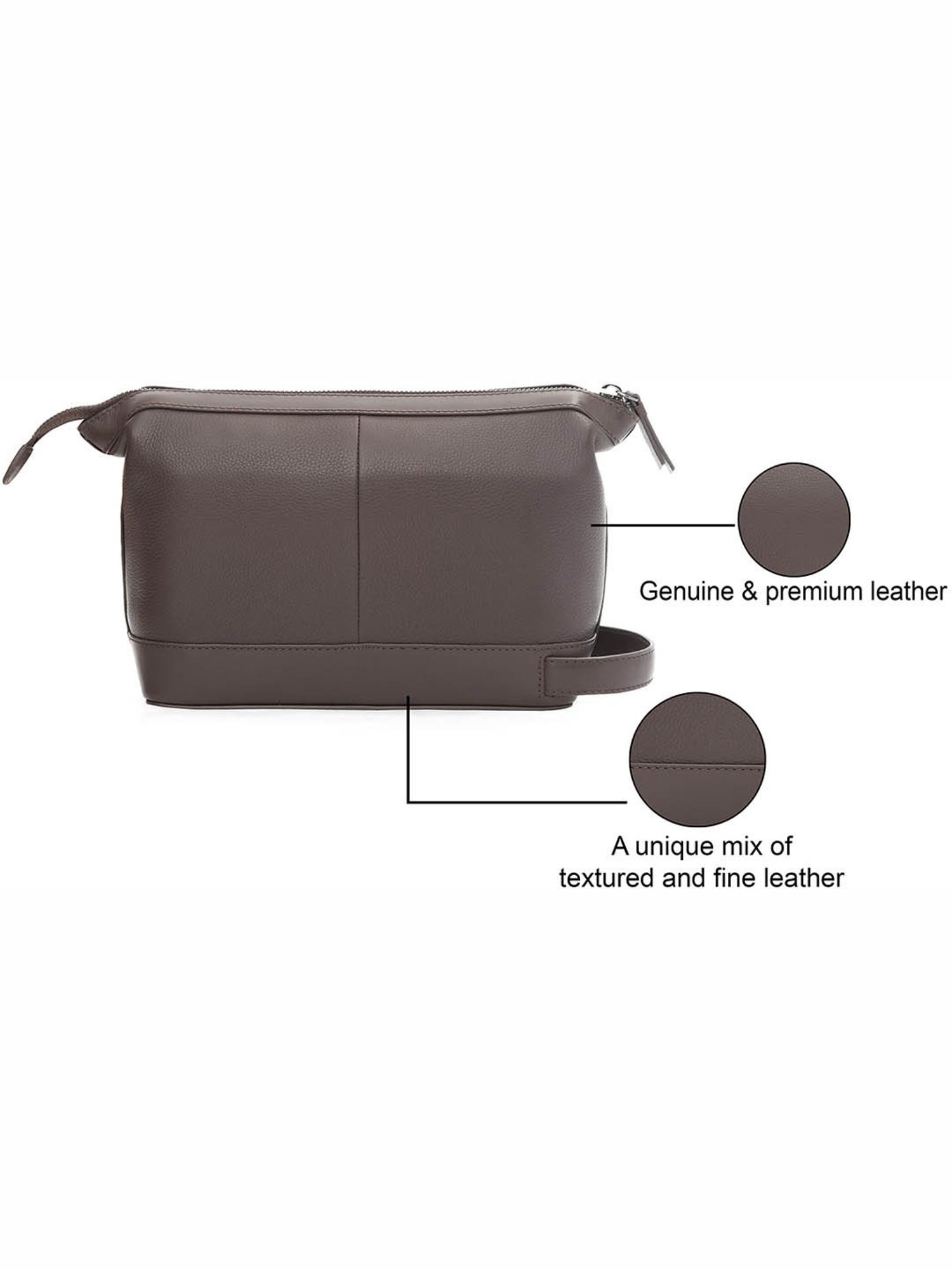 Louis Stitch Brunette Brown Leather Medium Toiletry Pouch