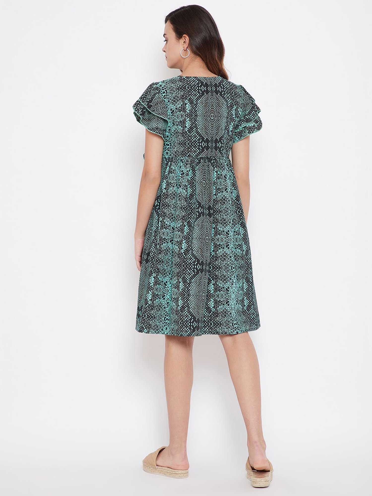 The Kaftan Company Green Animal Print Maternity Dress