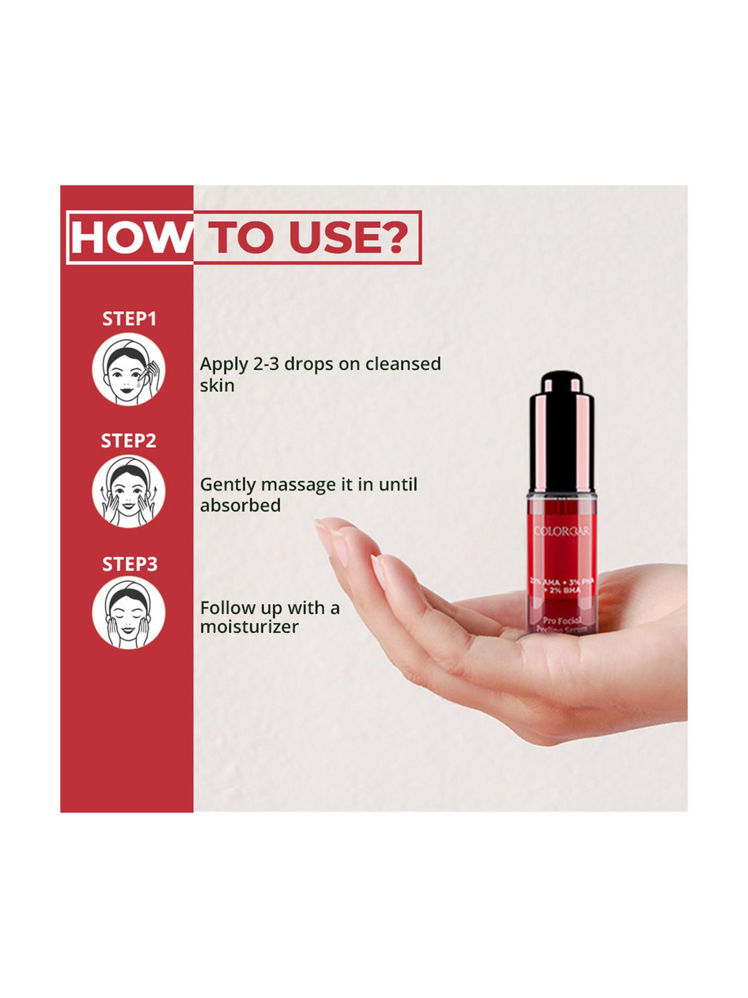 Colorbar Pro Facial Peeling Serum with 25% AHA, 2% BHA & 3% PHA - 30 ml