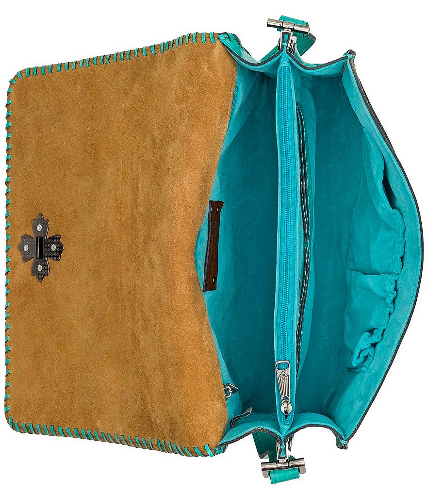 Patricia Nash Cut Out Tooling Collection Mabilia Floral Leather Flap Crossbody Bag