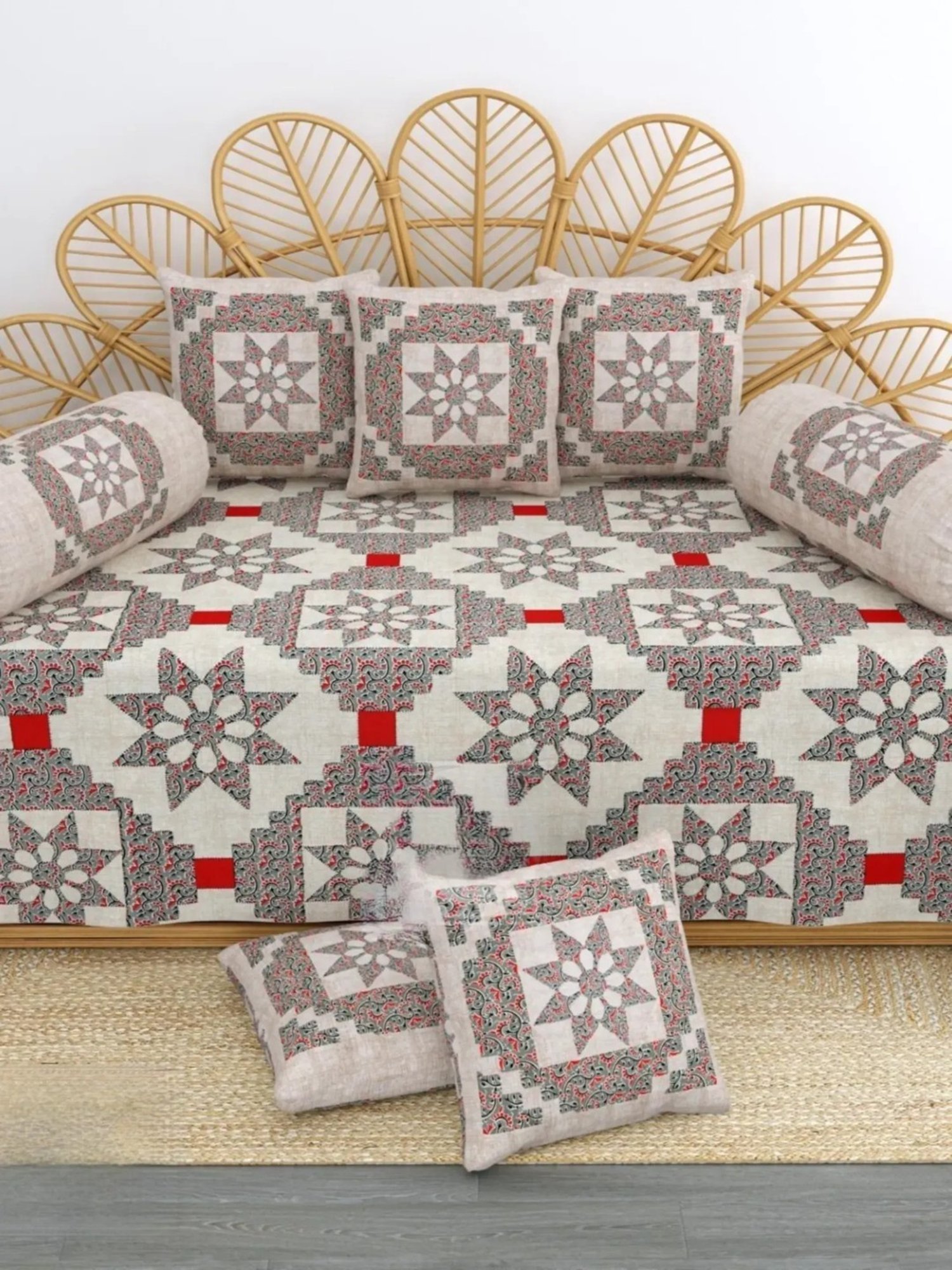 Maspar Blue Cotton 200 TC Reversible Duvet Cover Set