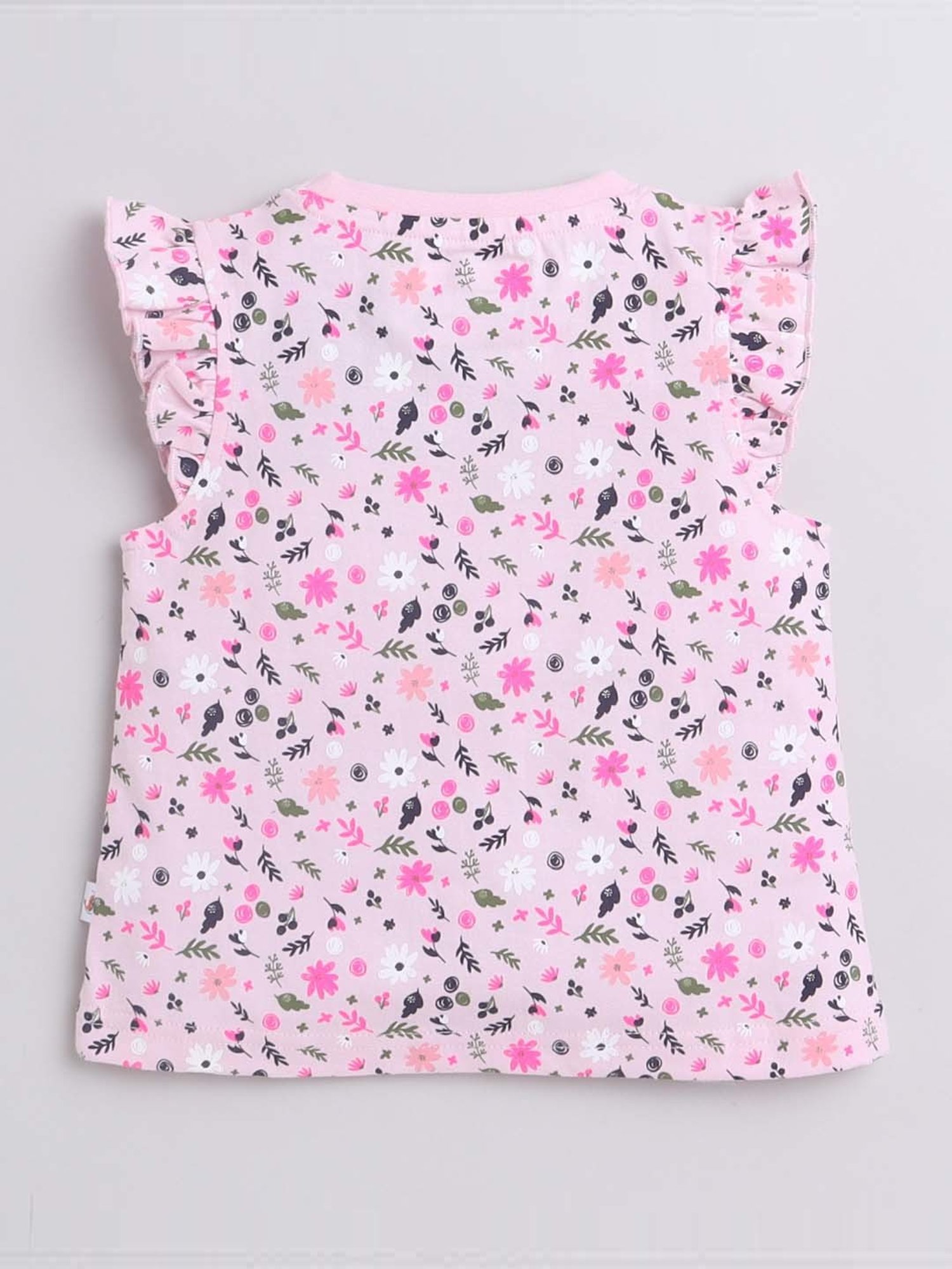 Bumzee Kids Pink & Navy Cotton Floral Print T-Shirt Set