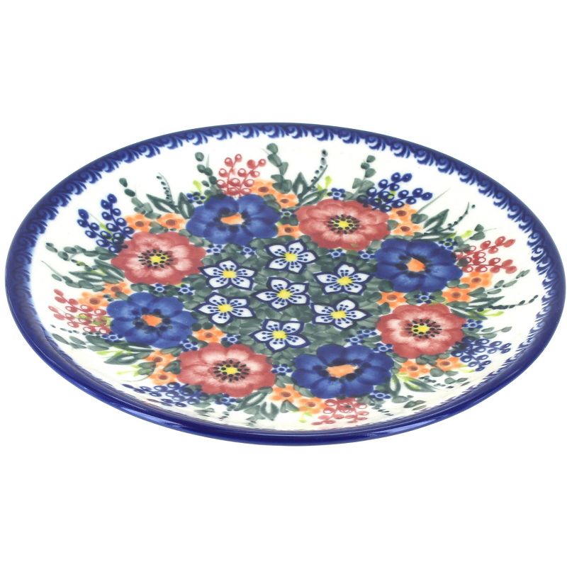 Blue Rose Polish Pottery Garland of Blue Dessert Plate