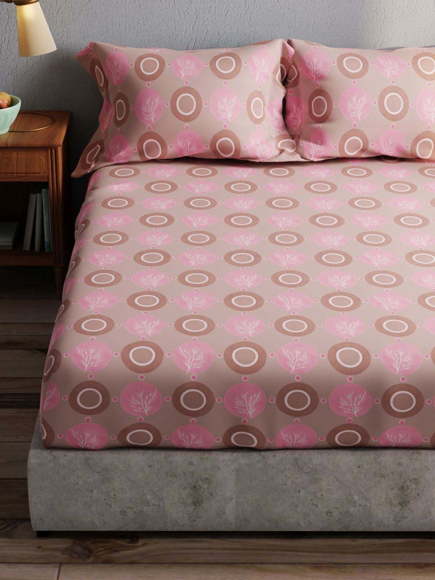 Bianca Amolina Pink 135 TC Cotton Double Bedsheet with 2 Pillow Covers