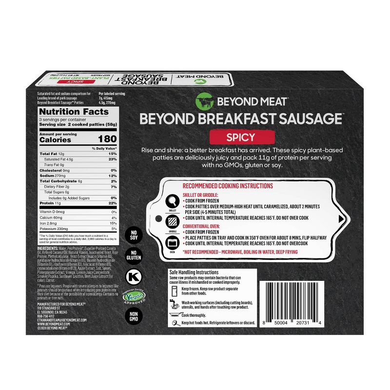Beyond Meat Plant-Based Spicy Breakfast Sausage Patties - Frozen - 7.4oz