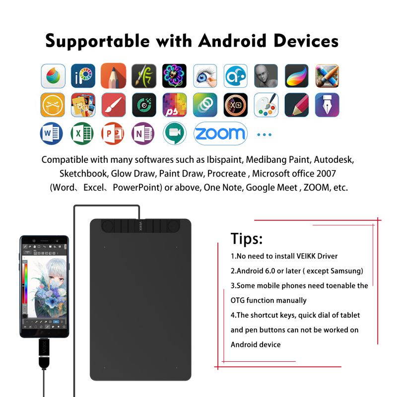 VEIKK VK1060PRO Drawing Graphic Tablet 10x6 inch Digital Pen Tablet with Battery-Free Passive Stylus (8192) Support Android Windows and Mac OS