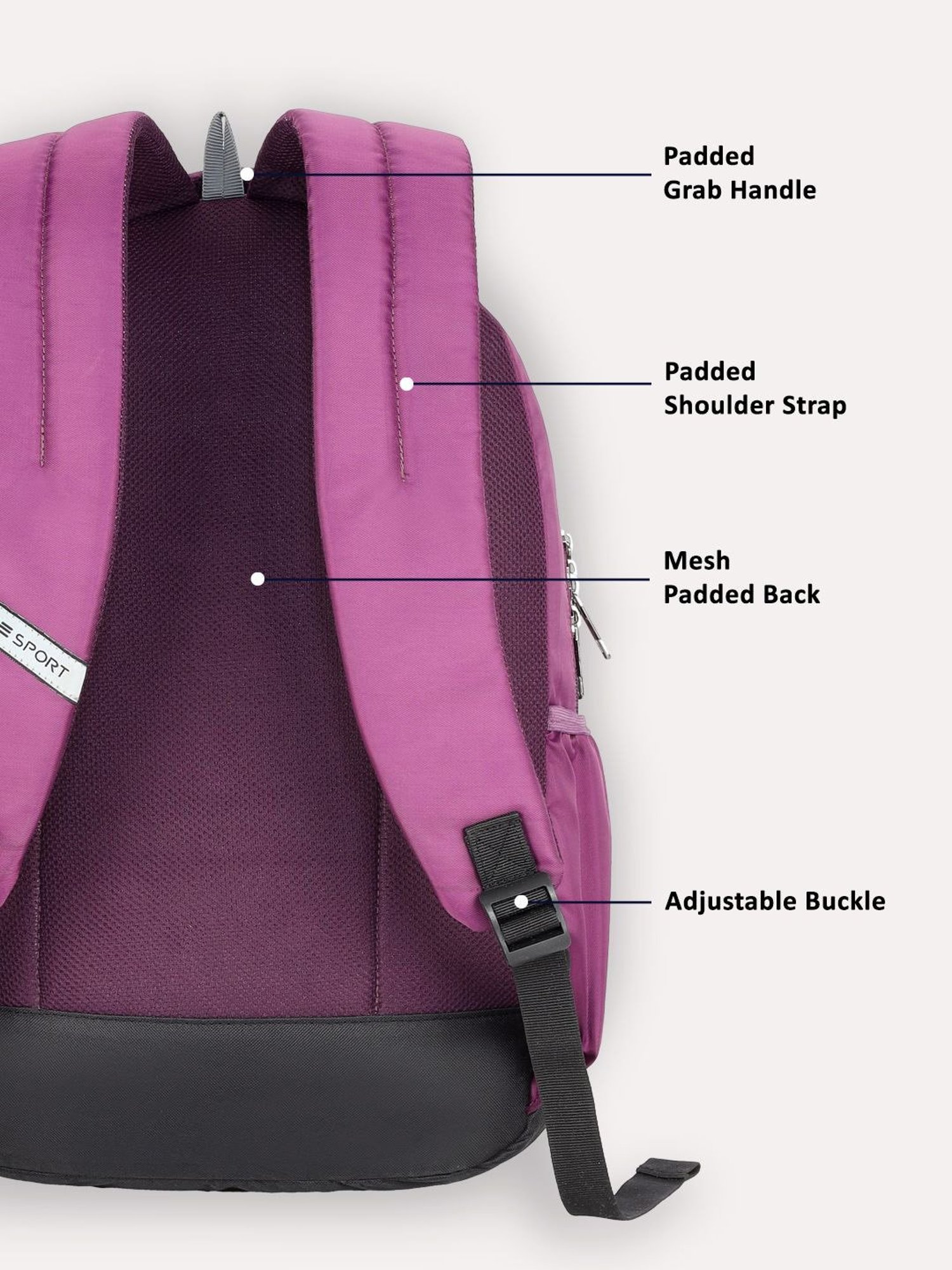 Lavie Sport Chrysolite 34L Laptop Backpack For Boys & Girls Unisex Bag for Men & Women (Purple)